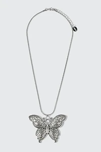 Ardene Butterfly Cord Necklace in Silver