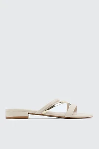 Ardene Low Heel Strappy Sandals in Beige | Size | Faux Leather
