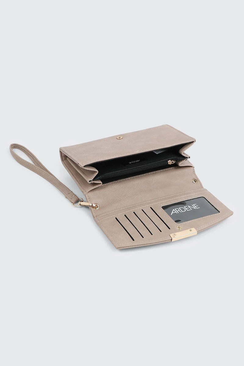 Portefeuille à rabat et bandoulière