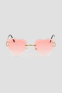 Ardene Pink Heart Sunglasses in Light Pink