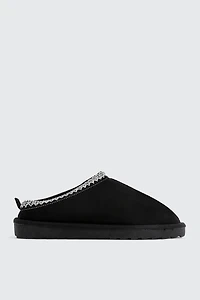 Ardene Faux Sheepskin Clogs in Black | Size | Faux Suede