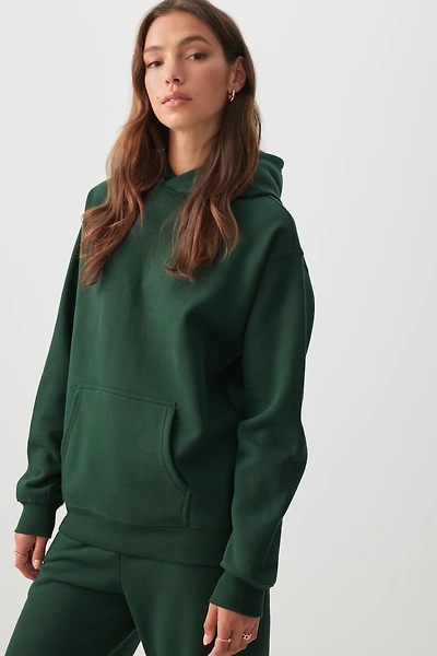 Ardene MADESOFT Fleece Hoodie in Ivy | Size | Polyester/Cotton | Eco-Conscious