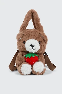 Ardene Kids Plush Animal Crossbody Bag in Brown | Polyester