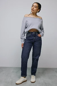 Ardene The Muse High Rise Mom Jean in Dark Blue | Size | Cotton/Elastane