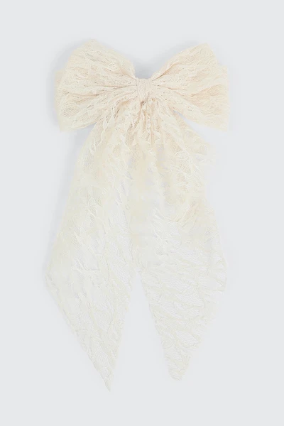 Ardene Lace Bow Barette in White