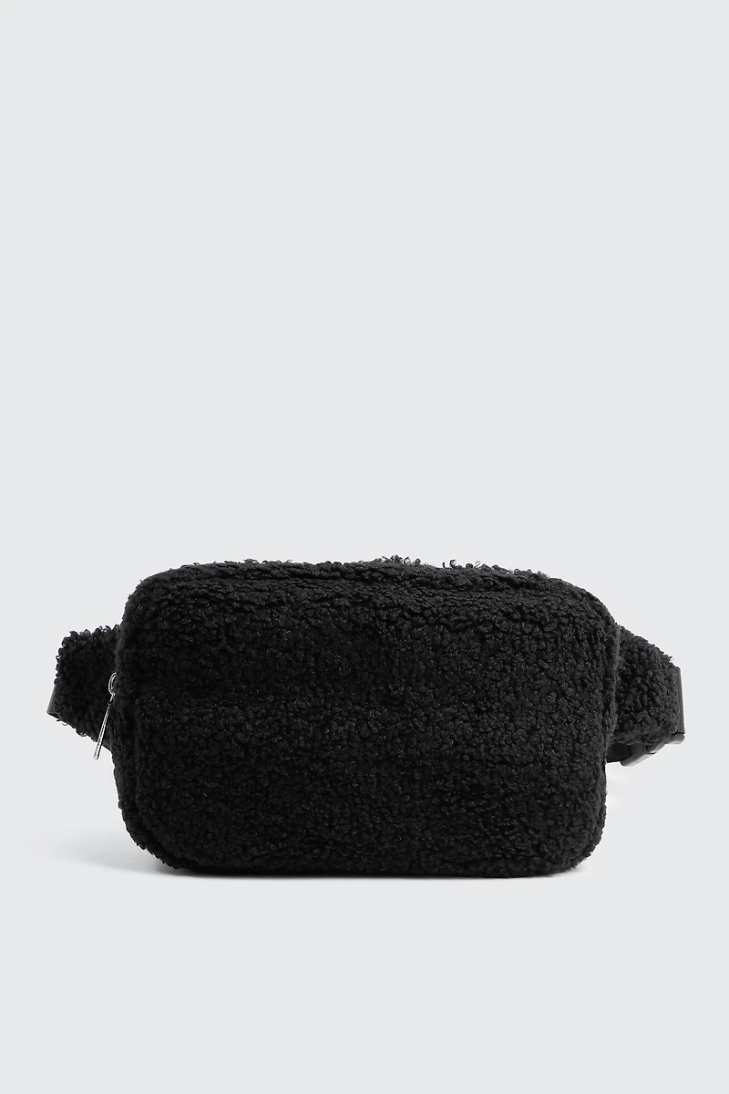 Ardene Sherpa Fanny Pack in Black | 100% Recycled Polyester | Eco-Conscious