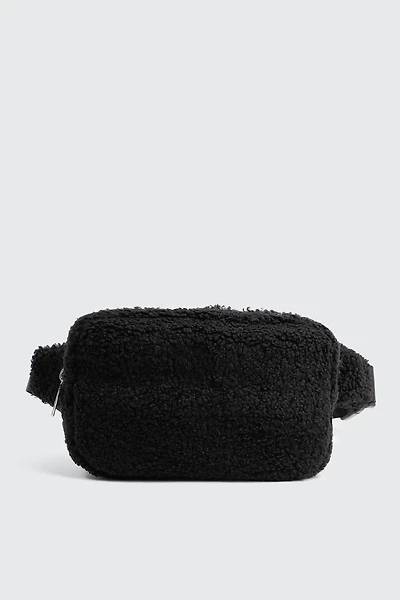 Ardene Sherpa Fanny Pack in Black | 100% Recycled Polyester | Eco-Conscious