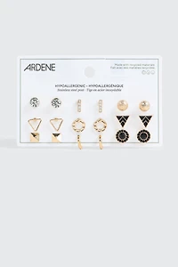 9 paires de boucles d'oreilles géométriques