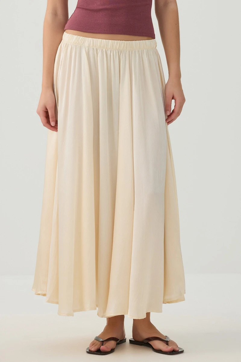 Jupe maxi plissée en satin froiss