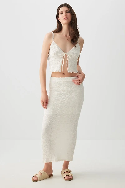 Ardene Textured Knit Maxi Skirt in | Size | Polyester/Cotton/Elastane