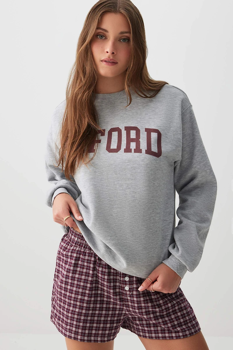Ardene Graphic Lounge Sweatshirt in Grey | Size | Polyester/Cotton | Fleece-Lined | Eco-Conscious