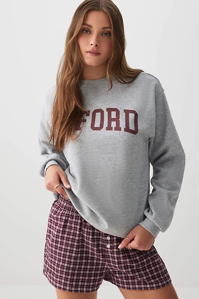 Ardene Graphic Lounge Sweatshirt in Grey | Size | Polyester/Cotton | Fleece-Lined | Eco-Conscious