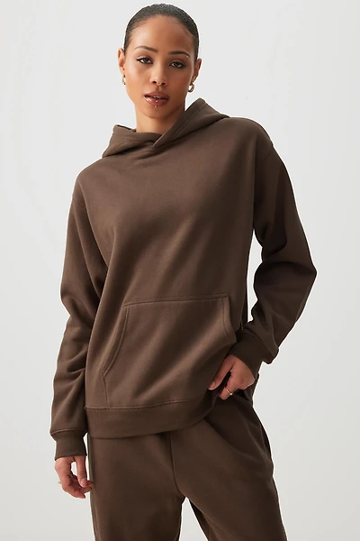 Ardene MADESOFT Fleece Hoodie in Espresso | Size | Polyester/Cotton | Eco-Conscious