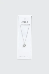 Collier plaqué or blanc 14K pendentif trèfle