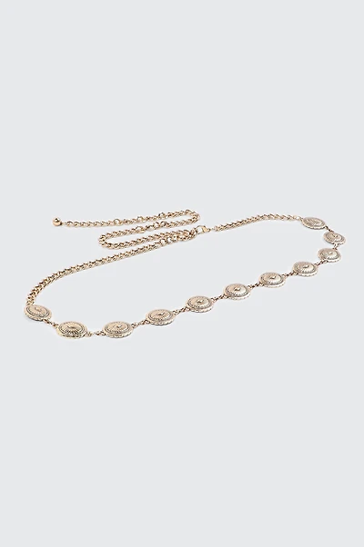 Ardene Western Medallion Chain Belt in Gold