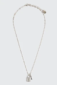 Ardene Heart Padlock & Key Necklace in Silver