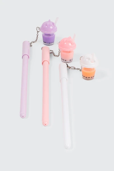 Ardene 3-Pack Bubble Tea Pens in Light Pink