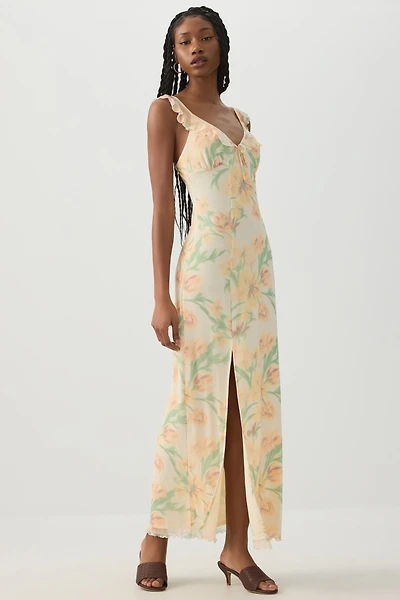 Robe maxi fleurie à nouer