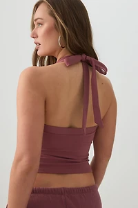 Camisole courte licou en tissu doux