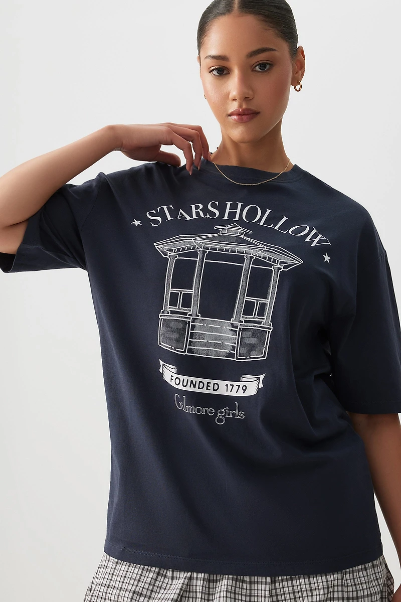 Ardene Oversized Gilmore Girls T-Shirt in Dark Blue | Size | 100% Cotton