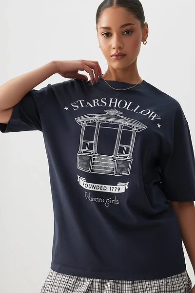 Ardene Oversized Gilmore Girls T-Shirt in Dark Blue | Size | 100% Cotton