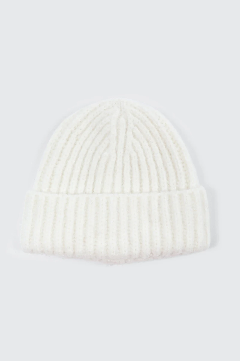Ardene Chunky Rib Beanie in Off-White | Polyester/Spandex
