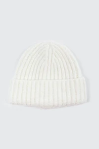 Ardene Chunky Rib Beanie in Off-White | Polyester/Spandex