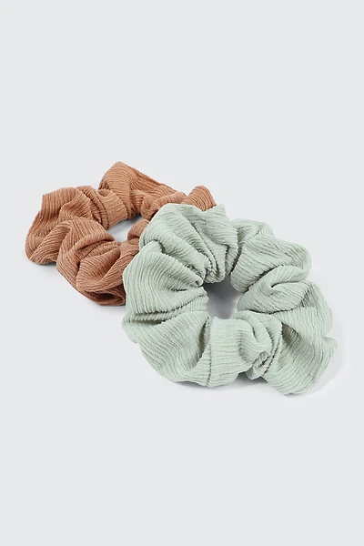 Ardene 2-Pack Textured Scrunchies | Polyester