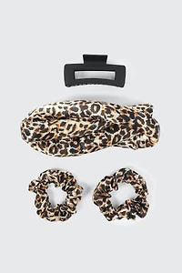 Ardene Leopard 4-Piece Hair Curler Set in Brown