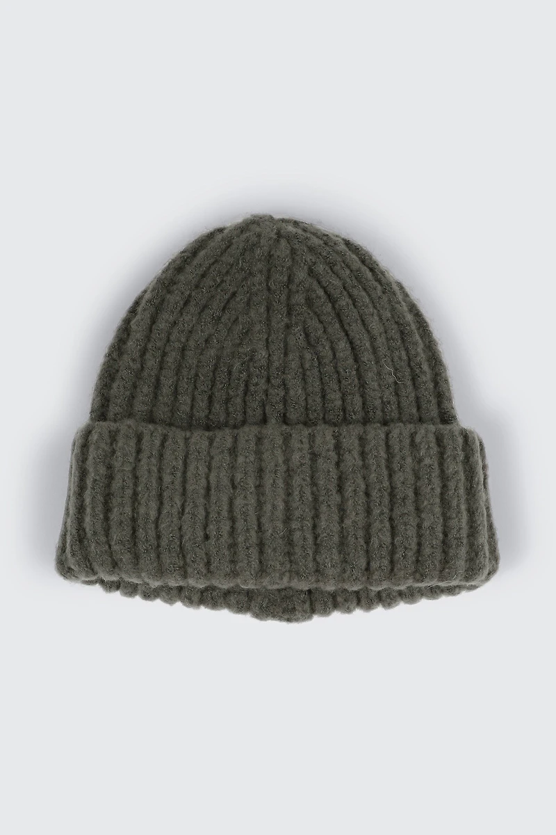 Ardene Chunky Rib Beanie in Sage | Polyester/Spandex