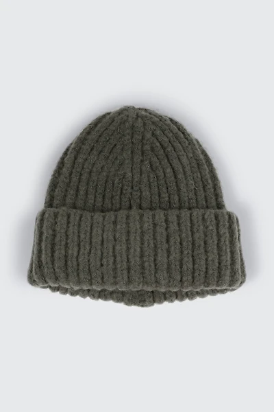 Ardene Chunky Rib Beanie in Sage | Polyester/Spandex