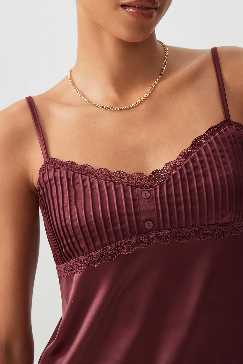 Camisole en satin à buste pliss