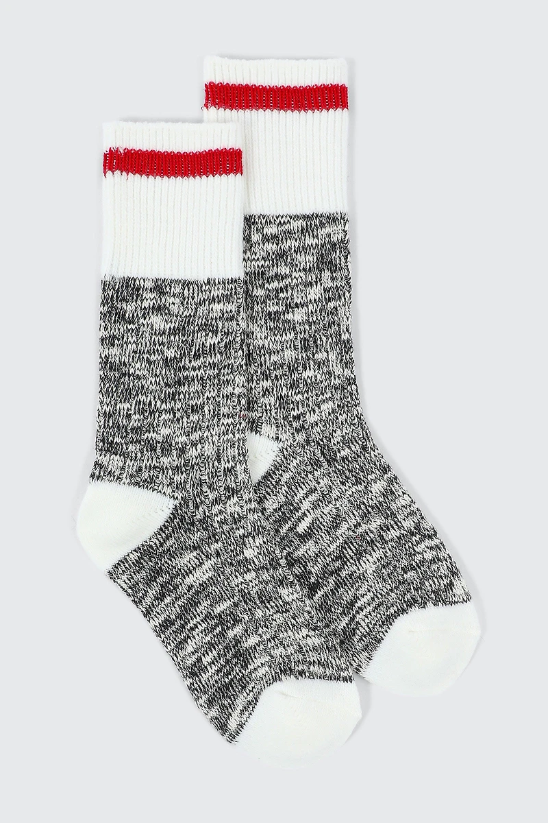 Ardene Cabin Boot Socks in Red | Polyester/Cotton/Elastane