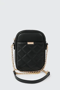 Ardene Quilted Phone Bag in Black | 100% Recycled Polyester | Eco-Conscious