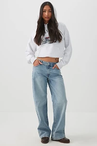 Ardene The Era Mid Rise Straight Jean in Light Blue | Size | Cotton/Elastane