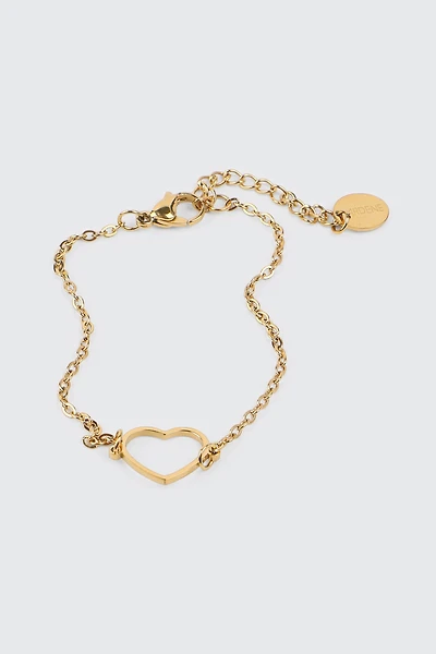 Ardene Stainless Steel Heart Bracelet in Gold