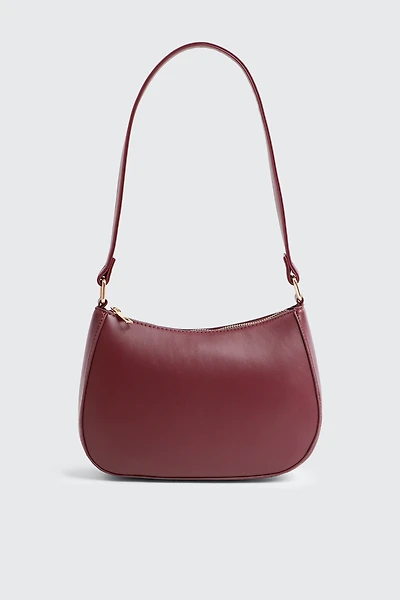 Ardene Faux Leather Shoulder Bag in Burgundy | Faux Leather/Polyester