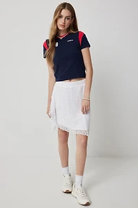 Jupe courte asymétrique en dentelle