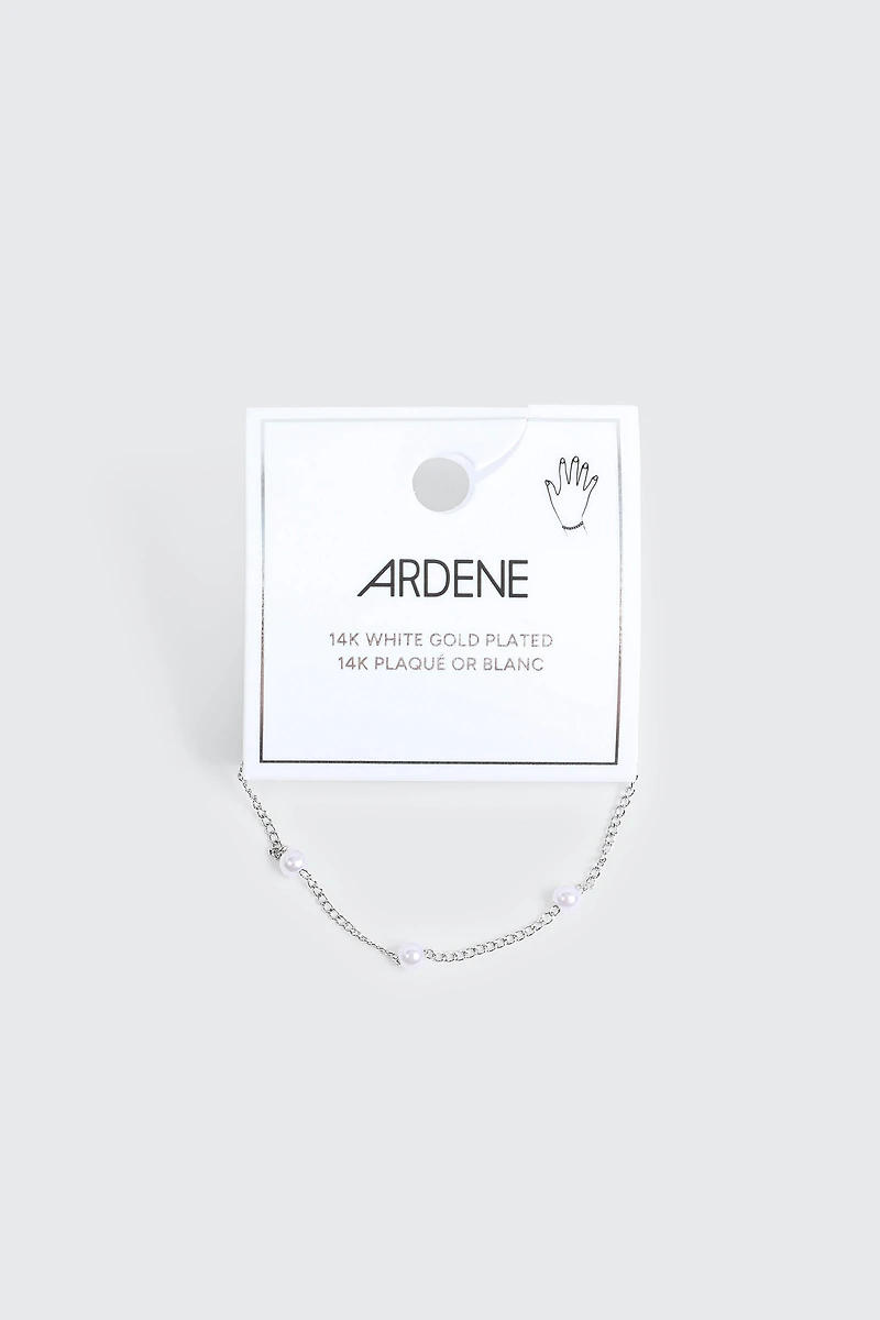 Bracelet à perles plaqué or blanc 14K