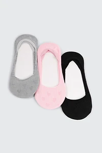 Ardene 3-Pack Heart Pattern Shoe Liners | Polyester/Spandex