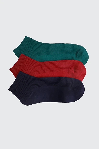 Ardene 3-Pack Rib Demi Crew Socks in Medium Green | Polyester/Spandex