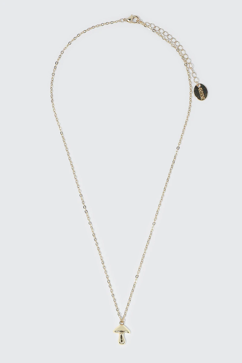 Collier champignon plaqué or 14K