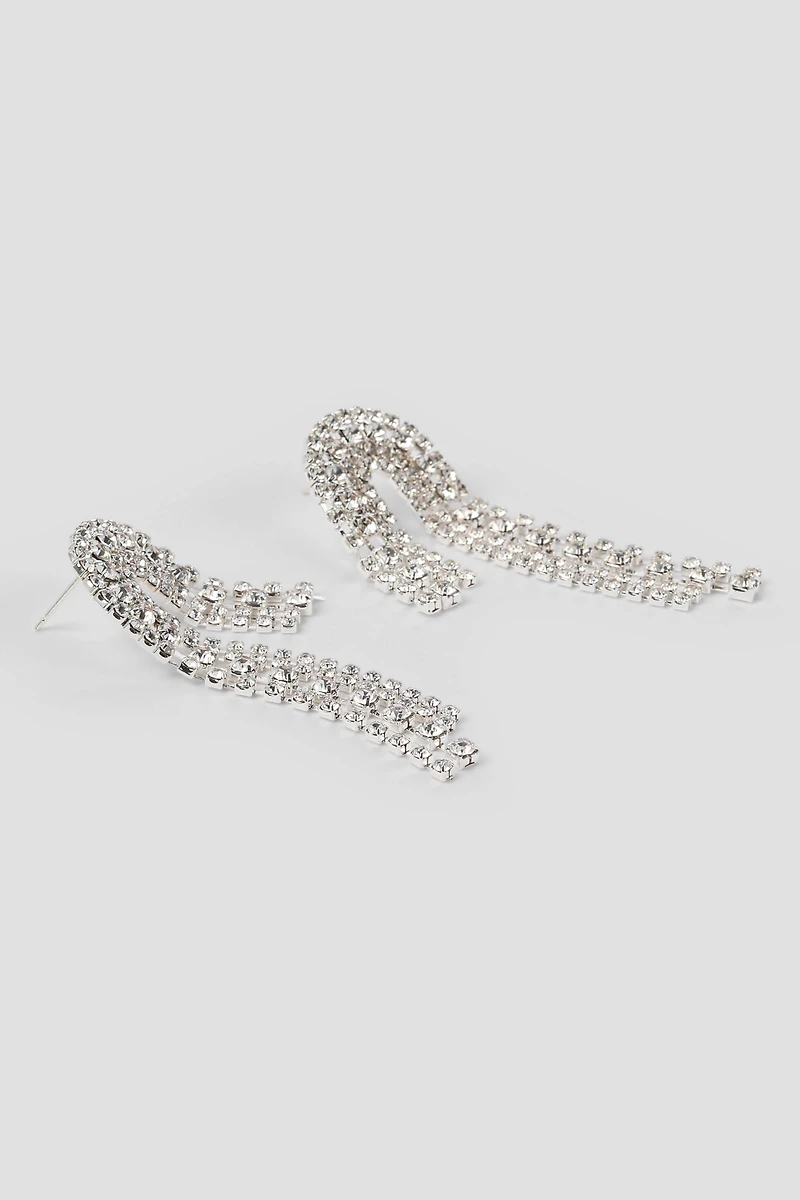 Boucles d'oreilles à rangs de pierres asymétriques