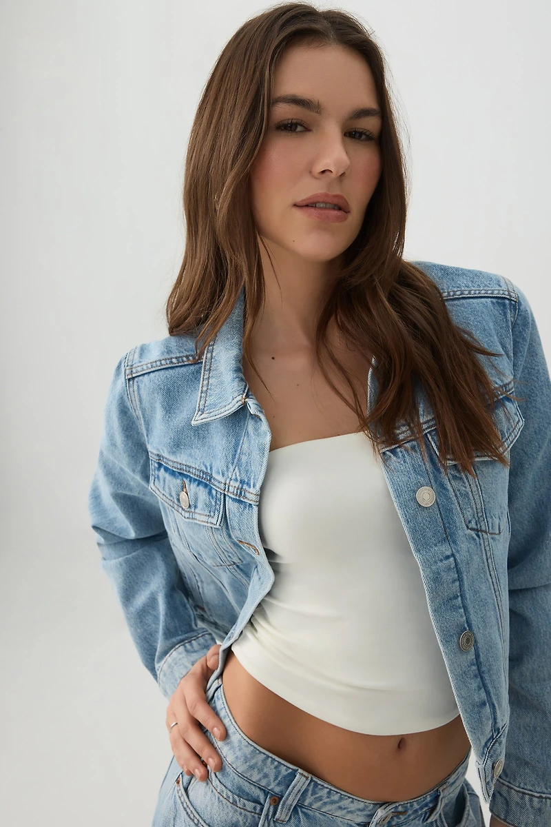 Ardene Classic Fit Denim Jacket in Light Blue | Size | 100% Cotton