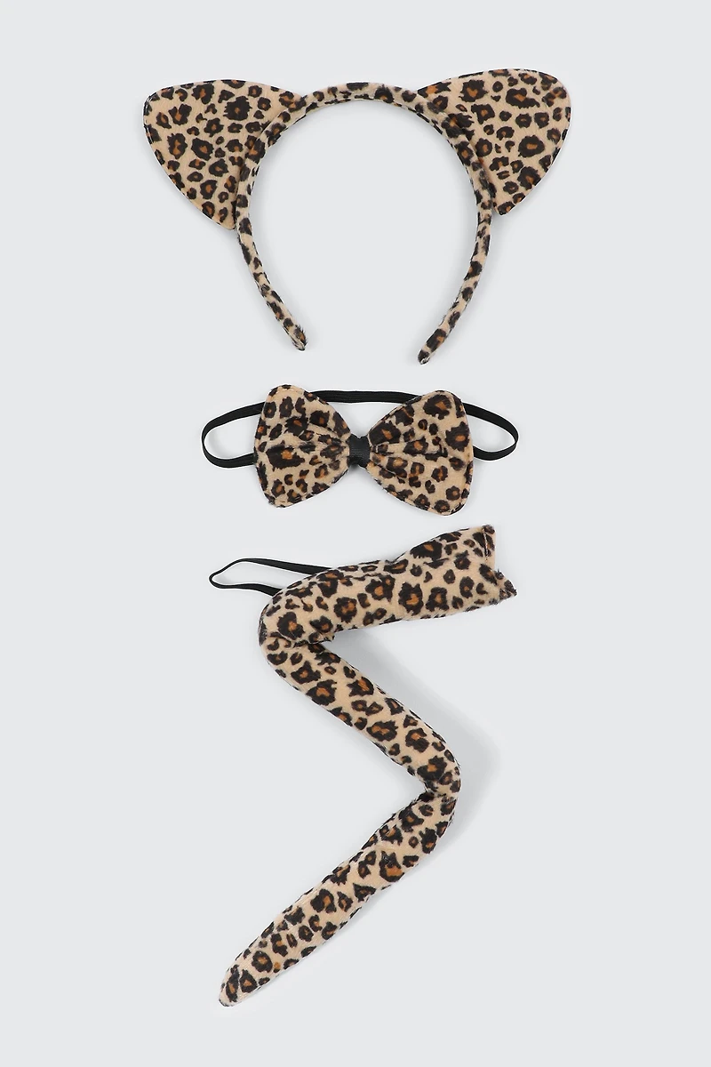 Ardene 3-Piece Leopard Accessory Set in Beige