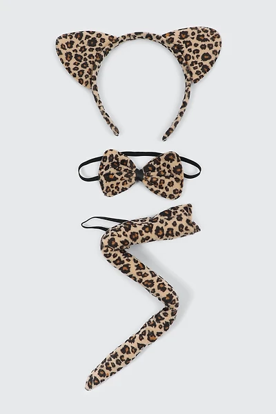 Ardene 3-Piece Leopard Accessory Set in Beige