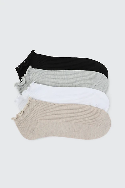 Ardene 4-Pack Scalloped Edge Ankle Socks | Polyester/Spandex