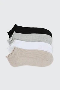 Ardene 4-Pack Scalloped Edge Ankle Socks | Polyester/Spandex