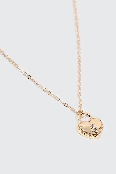 Ardene Heart Padlock Necklace in Gold