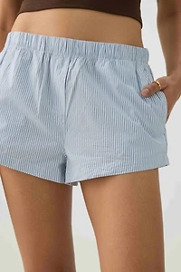 Short boxeur à taille mi-haute en popeline
